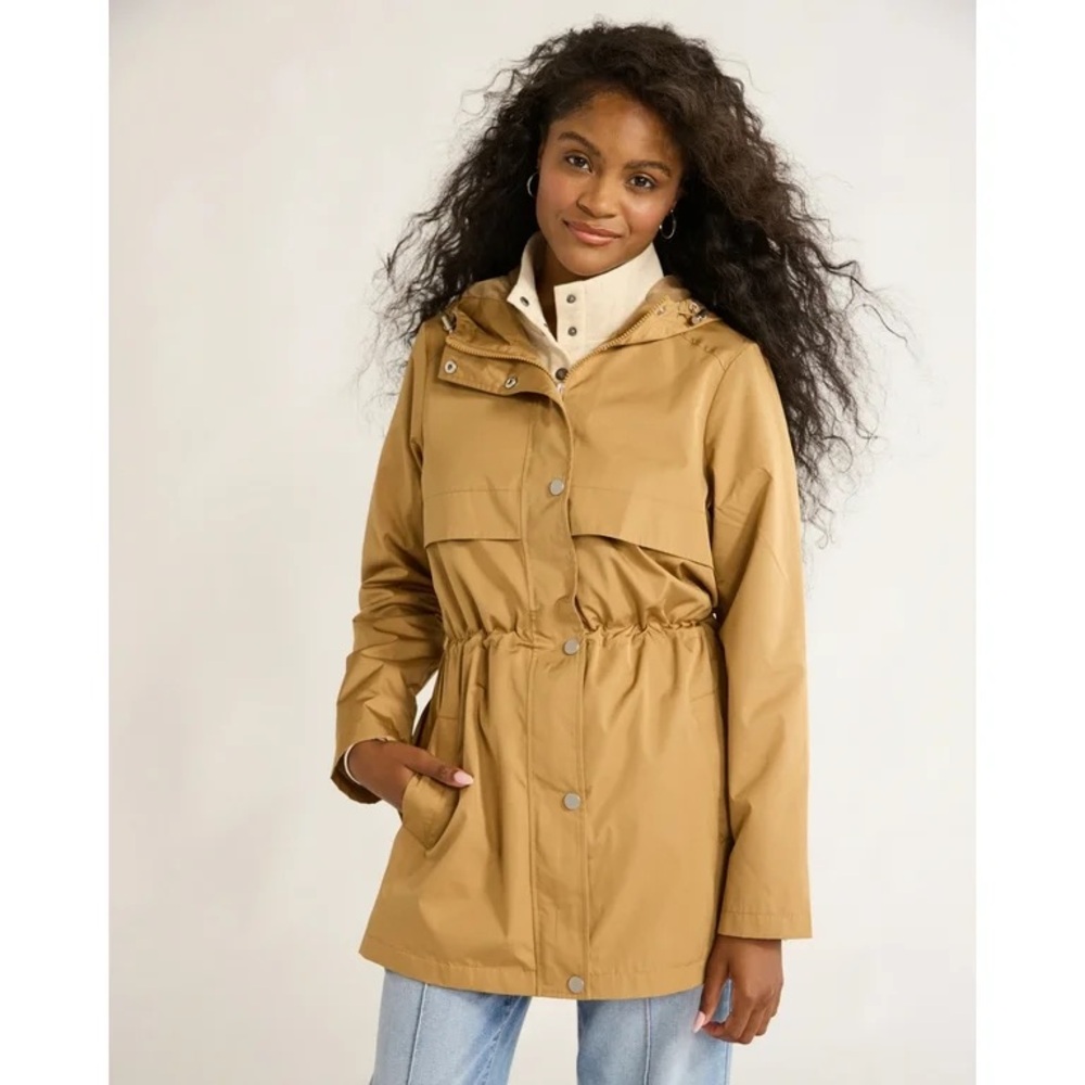 Time and Tru Women’s Lightweight Hooded Drawstring Waist Hooded Anorak Jacket